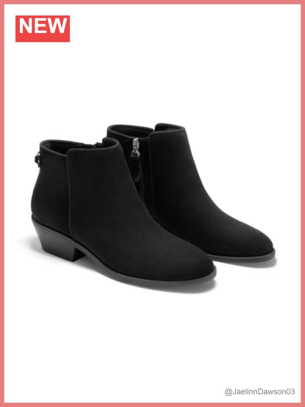 Chunky Low Heel Ankle Boots Faux Suede Side Zipper Fall Dress Booties